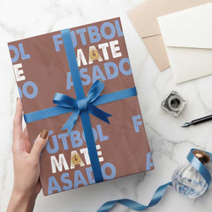Futbol Mate Asado Argentina Soccer Fan Wrapping Paper Roll Argentinian Flag Pride Vintage Football Lovers TS10 Mocha Print Your Wear