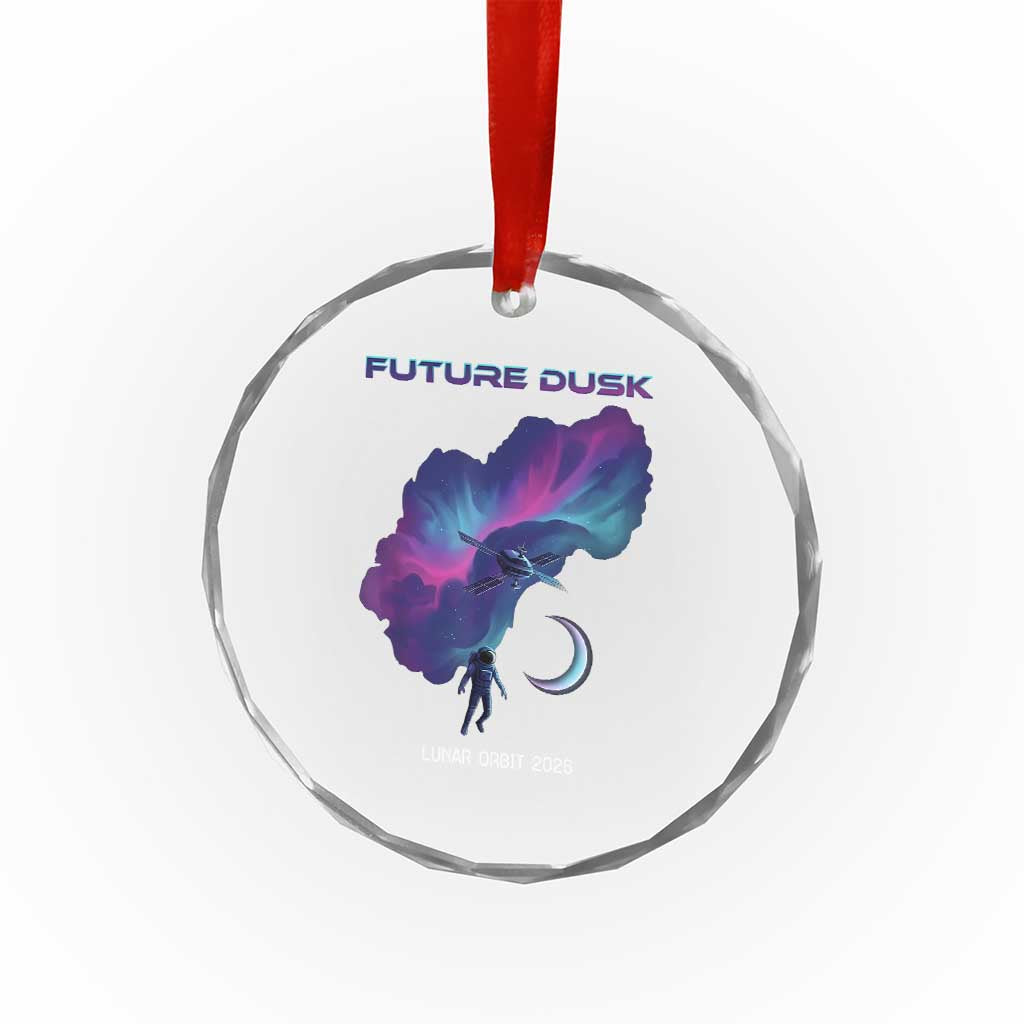 Future Dusk Lunar Orbit 2026 Crystal Glass Ornament Cosmic Nebula Astronaut n Satellite Space Exploration TS02 Print Your Wear