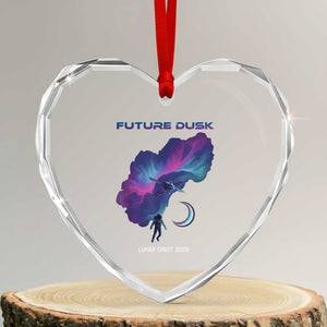 Future Dusk Lunar Orbit 2026 Heart Crystal Glass Ornament Cosmic Nebula Astronaut n Satellite Space Exploration TS02 Transparent Glass 3'' Heart Print Your Wear