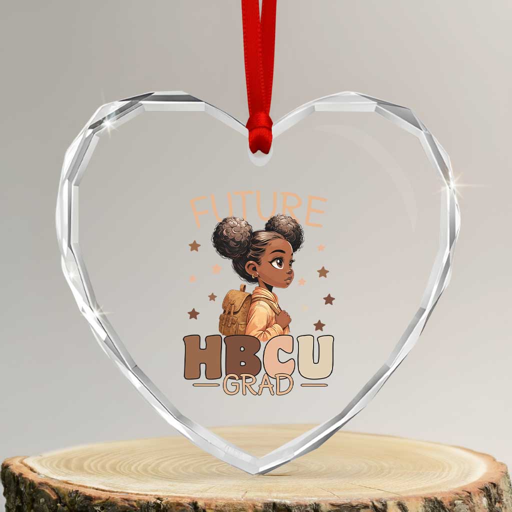 Future HBCU Grad Black Girl Heart Crystal Glass Ornament College Bound Pride Black Excellence Supporters TS02 Transparent Glass 3'' Heart Print Your Wear