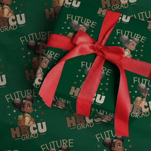 Future HBCU Grad Black Girl Wrapping Paper Roll College Bound Pride Black Excellence Supporters TS02 Green Print Your Wear