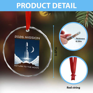 Future Lunar Mission 2026 Crystal Glass Ornament Rocket Launch Lunar Orbit Space Exploration TS02 Print Your Wear