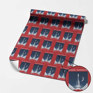 Future Lunar Mission 2026 Wrapping Paper Roll Rocket Launch Lunar Orbit Space Exploration TS02 Red Print Your Wear