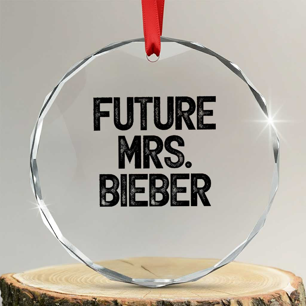 Future Mrs. Pop Star Bride to Be Crystal Glass Ornament Iconic Music Fan Gift Vintage TS02 Transparent Glass 3'' Circle Print Your Wear
