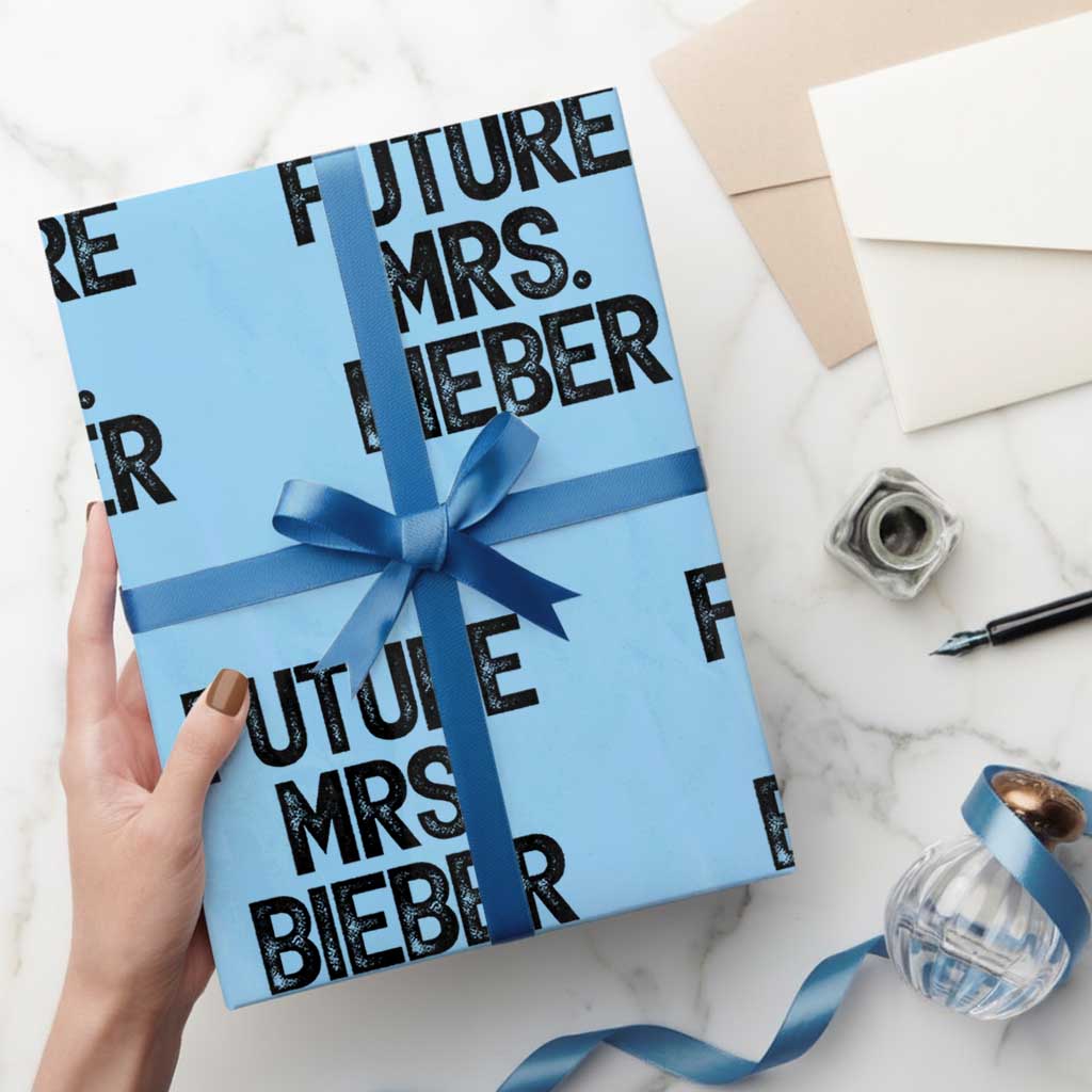 Future Mrs. Pop Star Bride to Be Wrapping Paper Roll Iconic Music Fan Gift Vintage TS02 Light Blue Print Your Wear