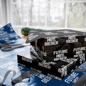 Future Mrs. Pop Star Bride to Be White Script Wrapping Paper Roll Iconic Music Fan Gift Vintage TS02 Black Print Your Wear