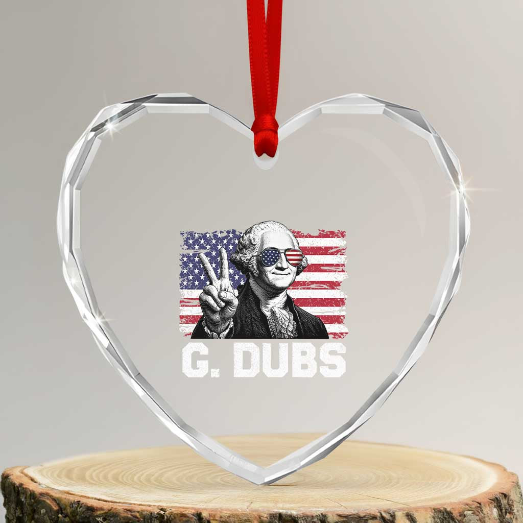 G Dubs George Washington Funny 4th Of July Heart Crystal Glass Ornament Vintage American Flag TS11 Transparent Glass 3'' Heart Print Your Wear