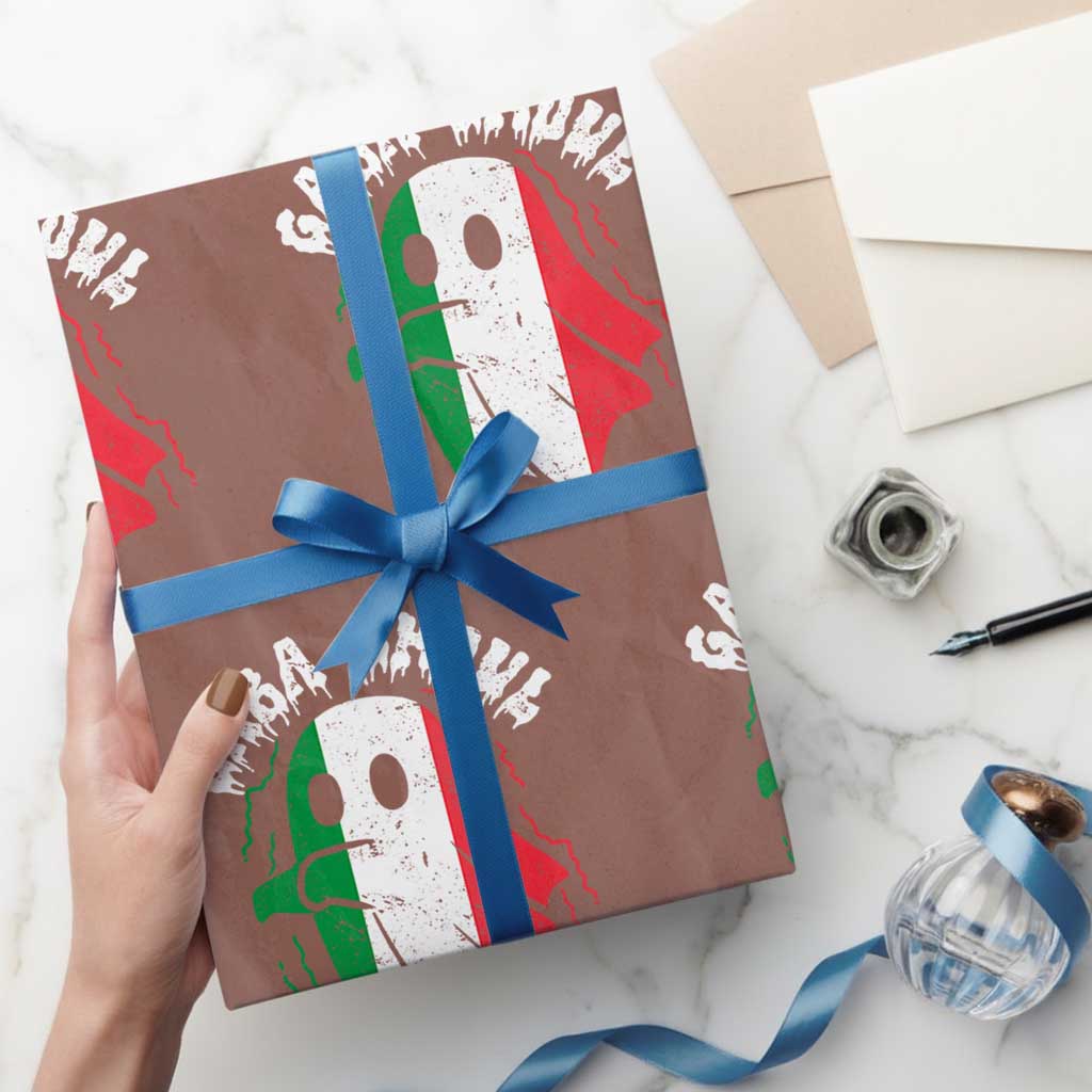 Gabagool Ghost Italian Wrapping Paper Roll Funny Halloween Costume Gaba Ghoul Pun TS10 Mocha Print Your Wear