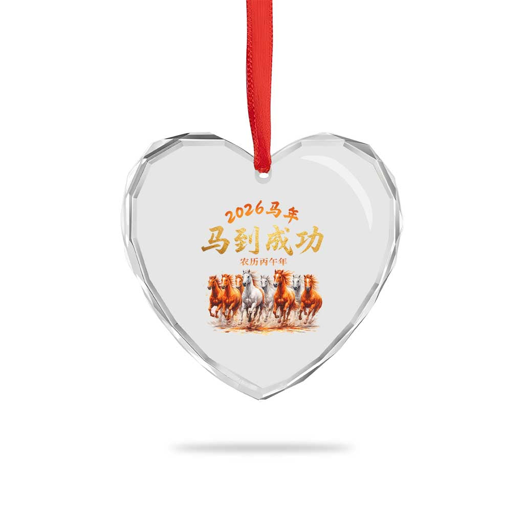 Gallop Of The 8 Horses Heart Crystal Glass Ornament Chinese New Year 2026 Year of The Horse TS11 Print Your Wear