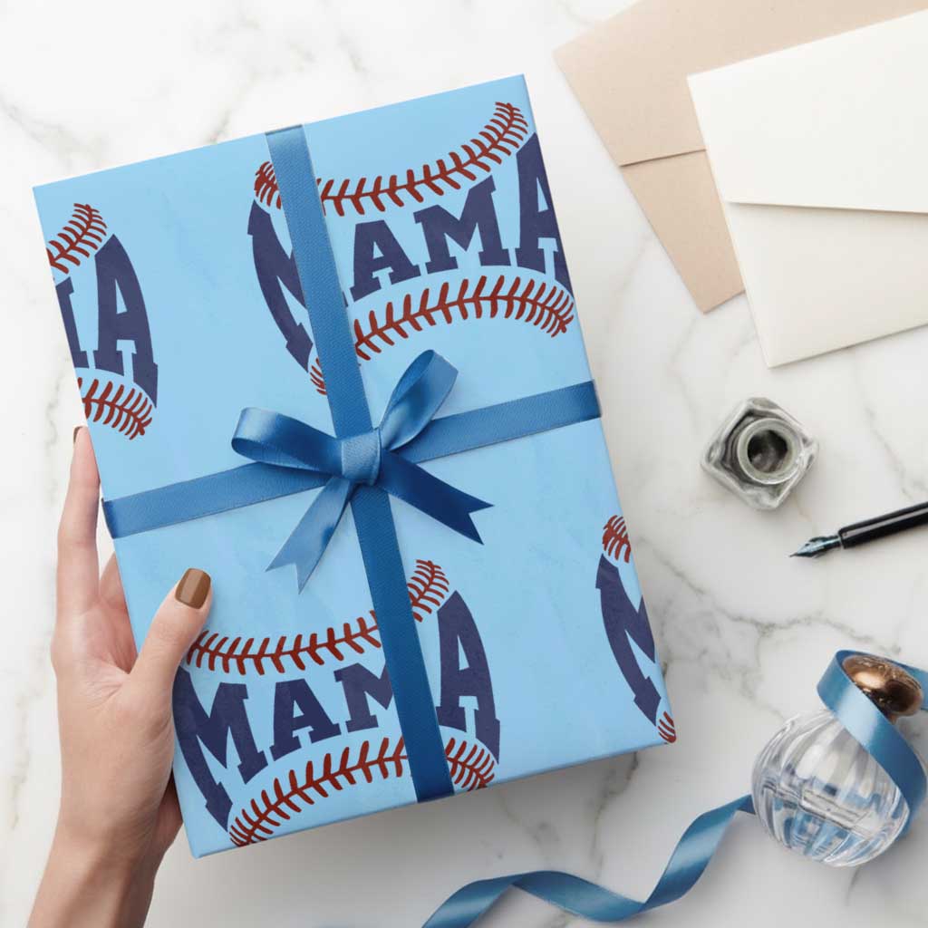 Game Day Baseball Mama Wrapping Paper Roll Proud Mom Gift TS12 Light Blue Print Your Wear