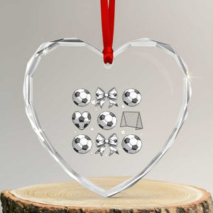 Game Day Coquette Aesthetic Heart Crystal Glass Ornament Soccer Mom Gifts TS12 Transparent Glass 3'' Heart Print Your Wear