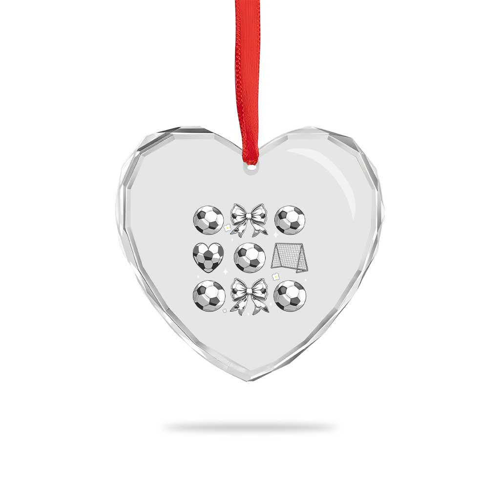 Game Day Coquette Aesthetic Heart Crystal Glass Ornament Soccer Mom Gifts TS12 Print Your Wear
