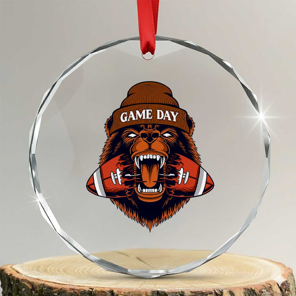 Game Day Fierce BR Biting Ball Crystal Glass Ornament Football Player Gift TS12 Transparent Glass 3'' Circle Print Your Wear