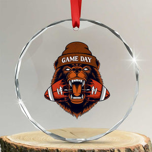 Game Day Fierce BR Biting Ball Crystal Glass Ornament Football Player Gift TS12 Transparent Glass 3'' Circle Print Your Wear