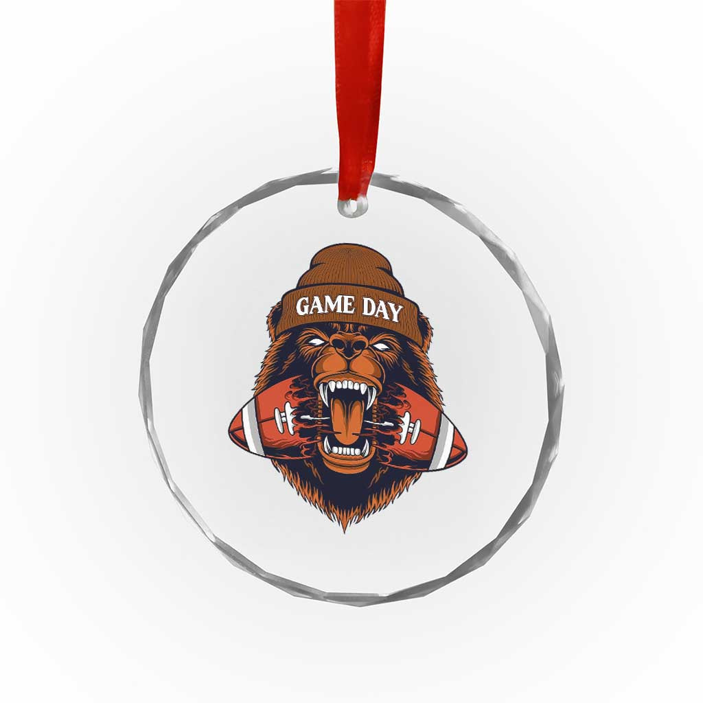 Game Day Fierce Bear Biting Ball Crystal Glass Ornament Football Player Gift TS12 Print Your Wear