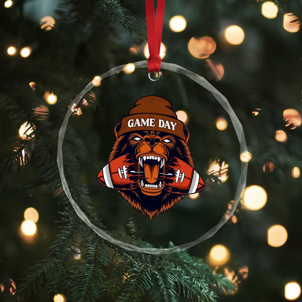 Game Day Fierce Bear Biting Ball Crystal Glass Ornament Football Player Gift TS12 Print Your Wear