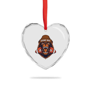 Game Day Fierce Bear Biting Ball Heart Crystal Glass Ornament Football Player Gift TS12 Print Your Wear