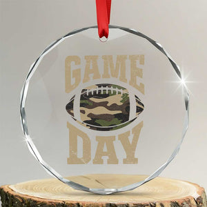 Game Day Football Crystal Glass Ornament Funny Sunday Retro Camo Camouflage TS10 Transparent Glass 3'' Circle Print Your Wear