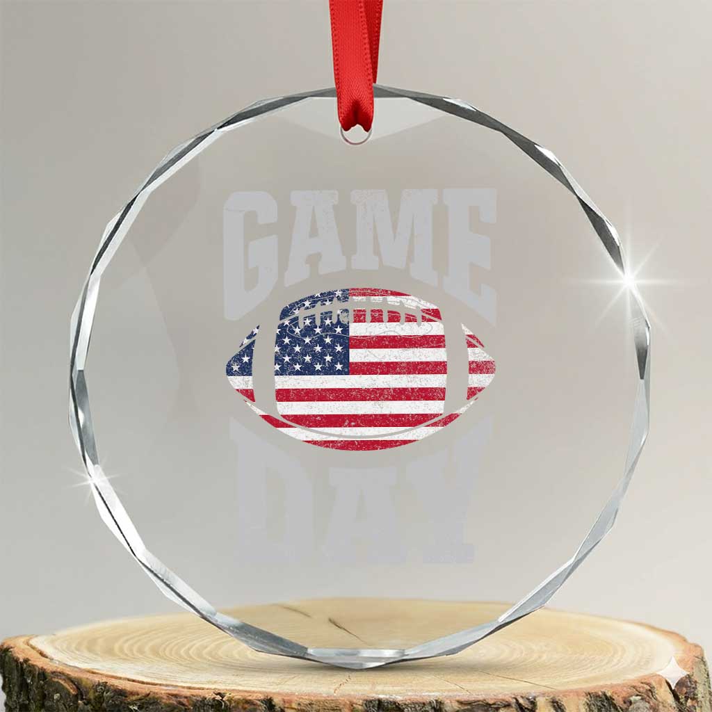 Game Day Football Crystal Glass Ornament Funny Sunday Retro Patriotic American Flag TS10 Transparent Glass 3'' Circle Print Your Wear