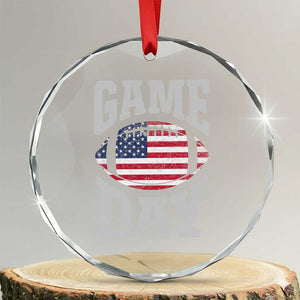Game Day Football Crystal Glass Ornament Funny Sunday Retro Patriotic American Flag TS10 Transparent Glass 3'' Circle Print Your Wear