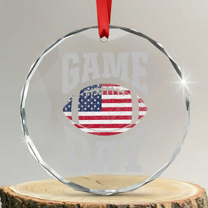 Game Day Football Crystal Glass Ornament Funny Sunday Retro Patriotic American Flag TS10 Transparent Glass 3'' Circle Print Your Wear