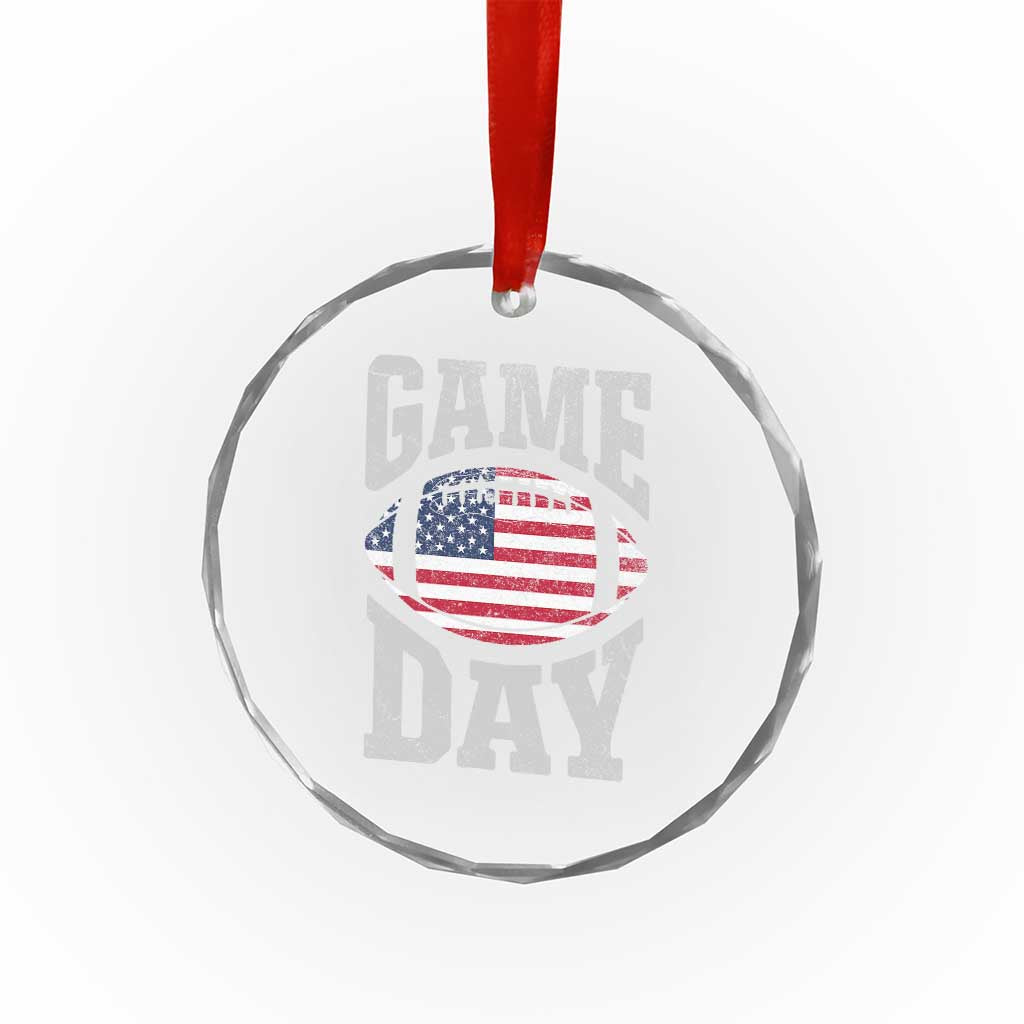 Game Day Football Crystal Glass Ornament Funny Sunday Retro Patriotic American Flag TS10 Print Your Wear