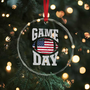 Game Day Football Crystal Glass Ornament Funny Sunday Retro Patriotic American Flag TS10 Print Your Wear