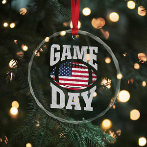 Game Day Football Crystal Glass Ornament Funny Sunday Retro Patriotic American Flag TS10 Print Your Wear