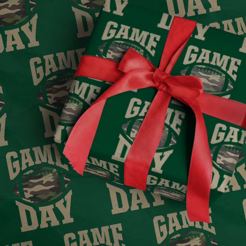 Game Day Football Wrapping Paper Roll Funny Sunday Retro Camo Camouflage TS10 Green Print Your Wear