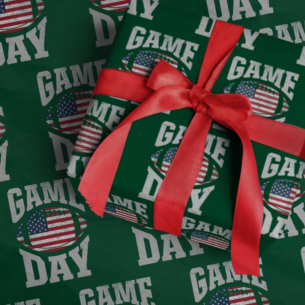 Game Day Football Wrapping Paper Roll Funny Sunday Retro Patriotic American Flag TS10 Green Print Your Wear