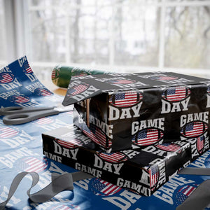 Game Day Football Wrapping Paper Roll Funny Sunday Retro Patriotic American Flag TS10 Black Print Your Wear