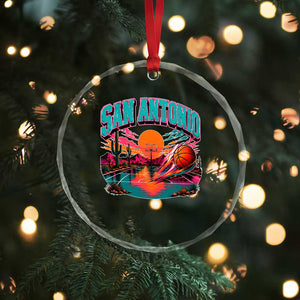 Game Day San Antonio Pride Crystal Glass Ornament Retro Western Pink Neon