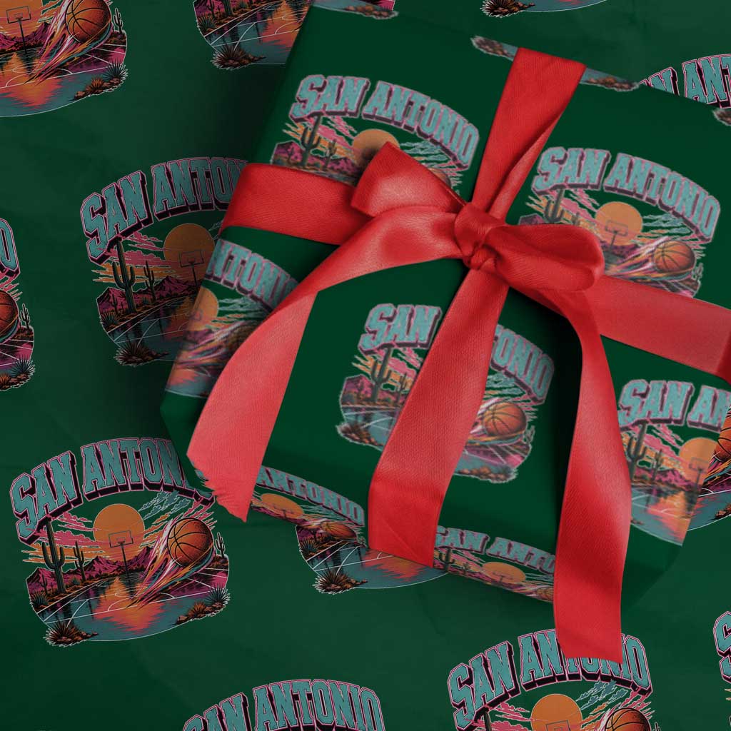 Game Day San Antonio Pride Wrapping Paper Roll Retro Western Pink Neon