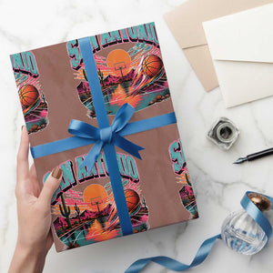 Game Day San Antonio Pride Wrapping Paper Roll Retro Western Pink Neon