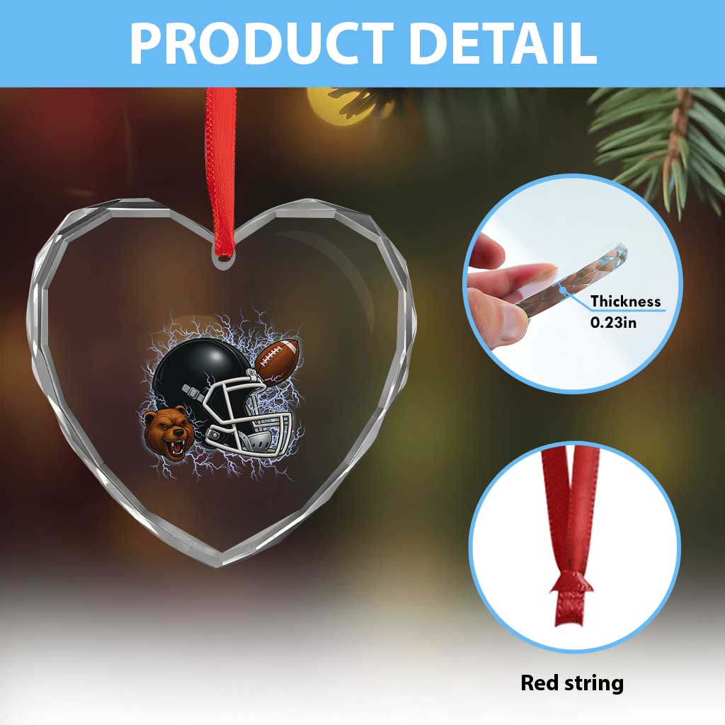 Game Day Sports Fan Gift Heart Crystal Glass Ornament Lightning Bear Helmet TS12 Print Your Wear