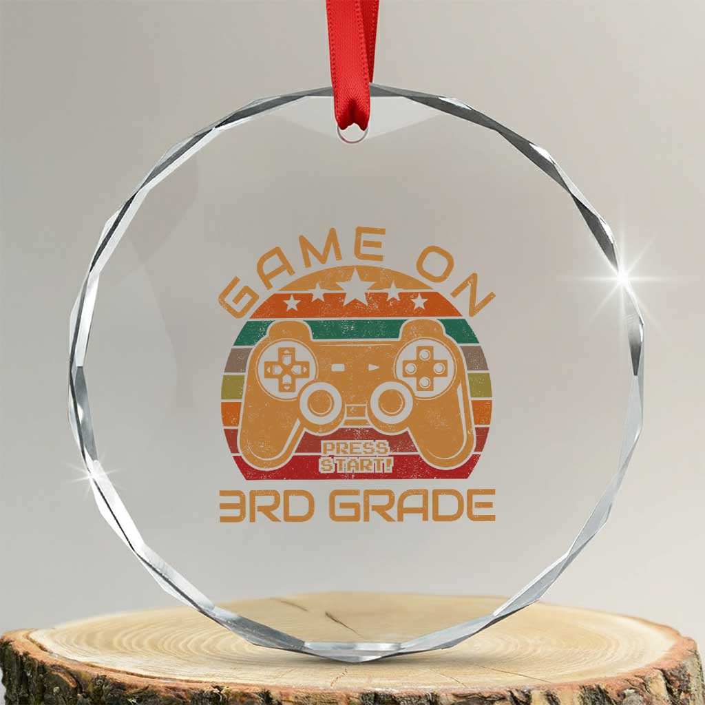 Game On First Day of 3rd Grade Crystal Glass Ornament Funny Gamer Back to School Kids Gift TS01 Transparent Glass 3'' Circle Print Your Wear