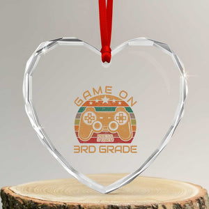 Game On First Day of 3rd Grade Heart Crystal Glass Ornament Funny Gamer Back to School Kids Gift