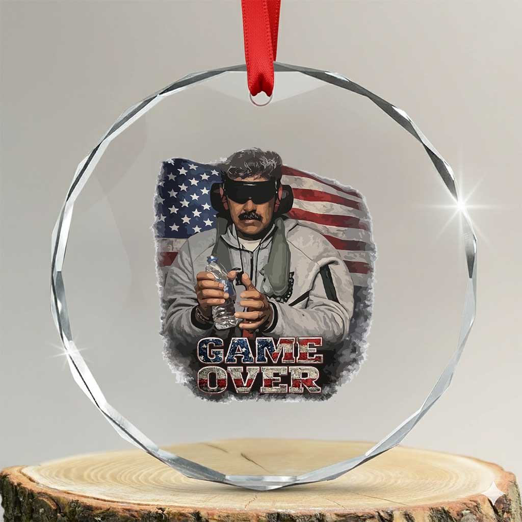 Game Over Maduro Dictator Crystal Glass Ornament Political Justice American Flag Politics Satire TS02 Transparent Glass 3'' Circle Print Your Wear