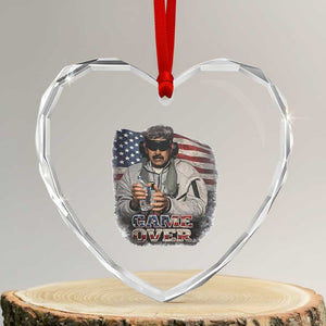 Game Over Maduro Dictator Heart Crystal Glass Ornament Political Justice American Flag Politics Satire TS02 Transparent Glass 3'' Heart Print Your Wear
