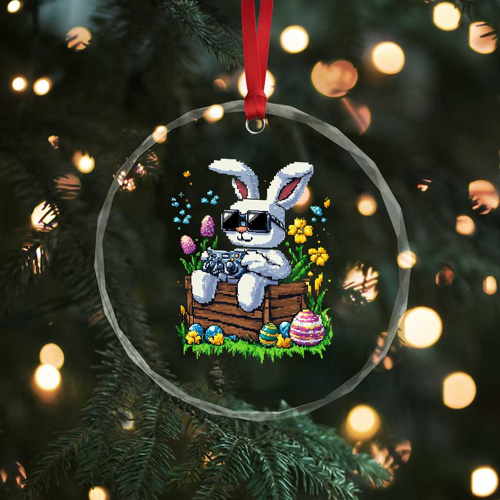 Gamer Rabbit Crystal Glass Ornament Cute Bunny Gaming Eggs Video Games Easter Pixel Garden TS10 Print Your Wear