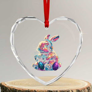 Gamer Rabbit Heart Crystal Glass Ornament Cute Bunny Gaming Eggs Funny Video Games Easter TS10 Transparent Glass 3'' Heart Print Your Wear