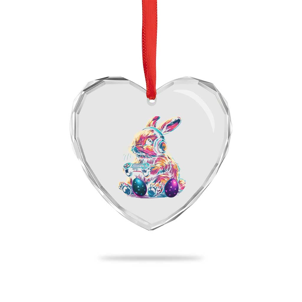 Gamer Rabbit Heart Crystal Glass Ornament Cute Bunny Gaming Eggs Funny Video Games Easter TS10 Print Your Wear