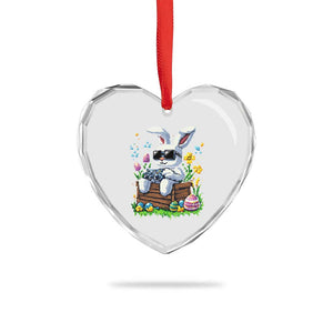 Gamer Rabbit Heart Crystal Glass Ornament Cute Bunny Gaming Eggs Video Games Easter Pixel Garden TS10 Print Your Wear