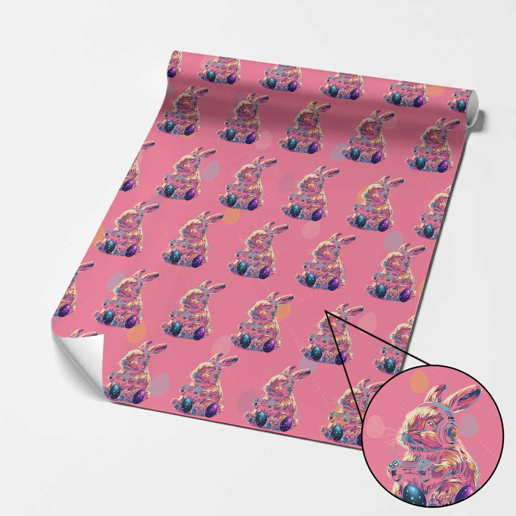 Gamer Rabbit Wrapping Paper Roll Cute Bunny Gaming Eggs Funny Video Games Easter TS10 Pink Print Your Wear