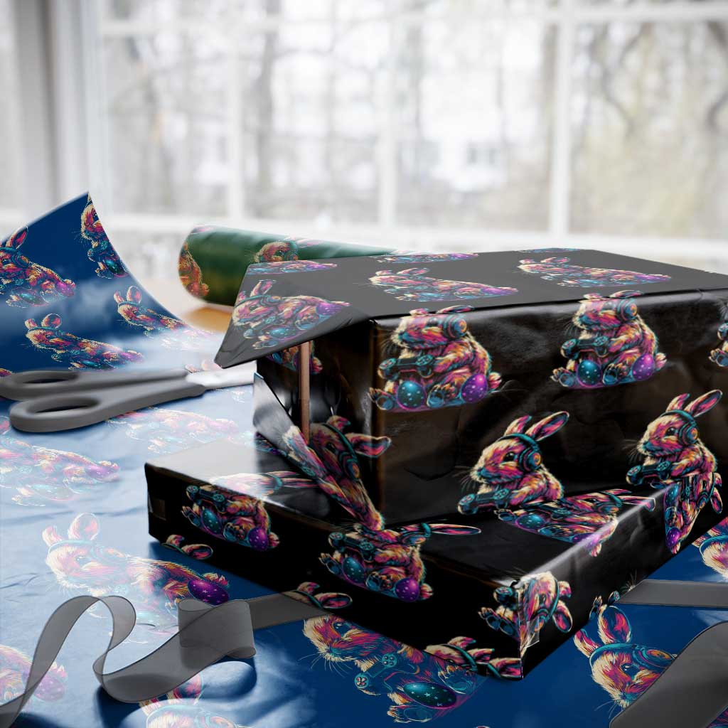 Gamer Rabbit Wrapping Paper Roll Cute Bunny Gaming Eggs Funny Video Games Easter TS10 Black Print Your Wear