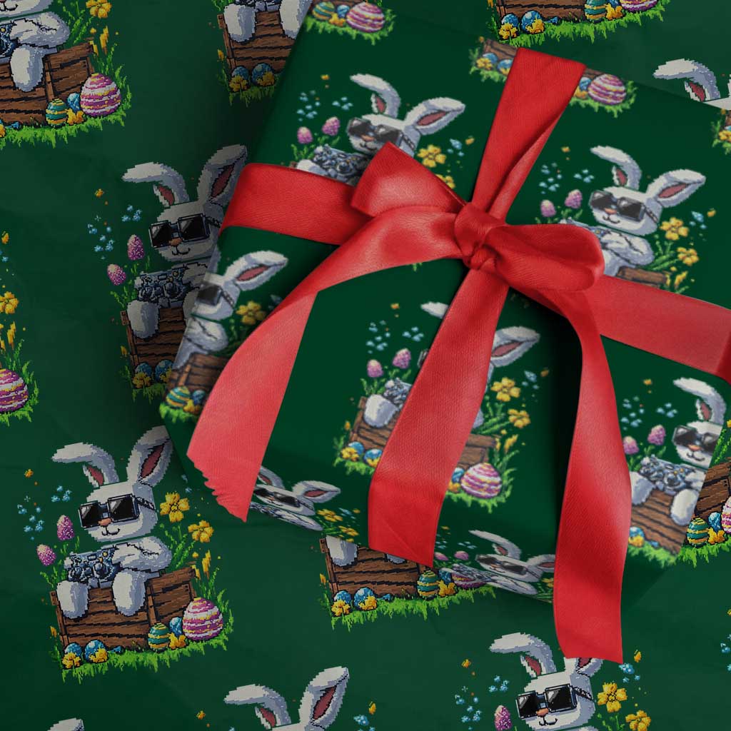 Gamer Rabbit Wrapping Paper Roll Cute Bunny Gaming Eggs Video Games Easter Pixel Garden TS10 Green Print Your Wear