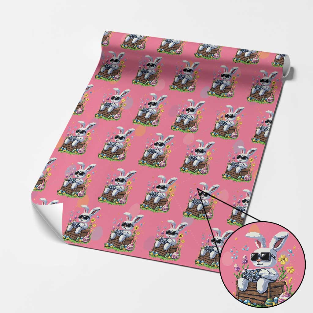Gamer Rabbit Wrapping Paper Roll Cute Bunny Gaming Eggs Video Games Easter Pixel Garden TS10 Pink Print Your Wear