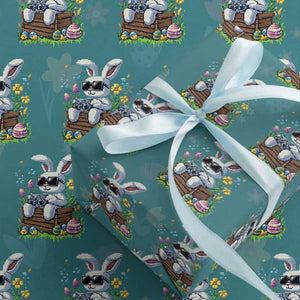 Gamer Rabbit Wrapping Paper Roll Cute Bunny Gaming Eggs Video Games Easter Pixel Garden TS10 Teal Print Your Wear