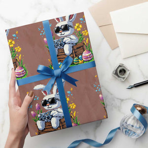 Gamer Rabbit Wrapping Paper Roll Cute Bunny Gaming Eggs Video Games Easter Pixel Garden TS10 Mocha Print Your Wear