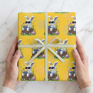 Gamer Rabbit Wrapping Paper Roll Cute Bunny Gaming Eggs Video Games Easter Pixel Garden TS10 Yellow Print Your Wear